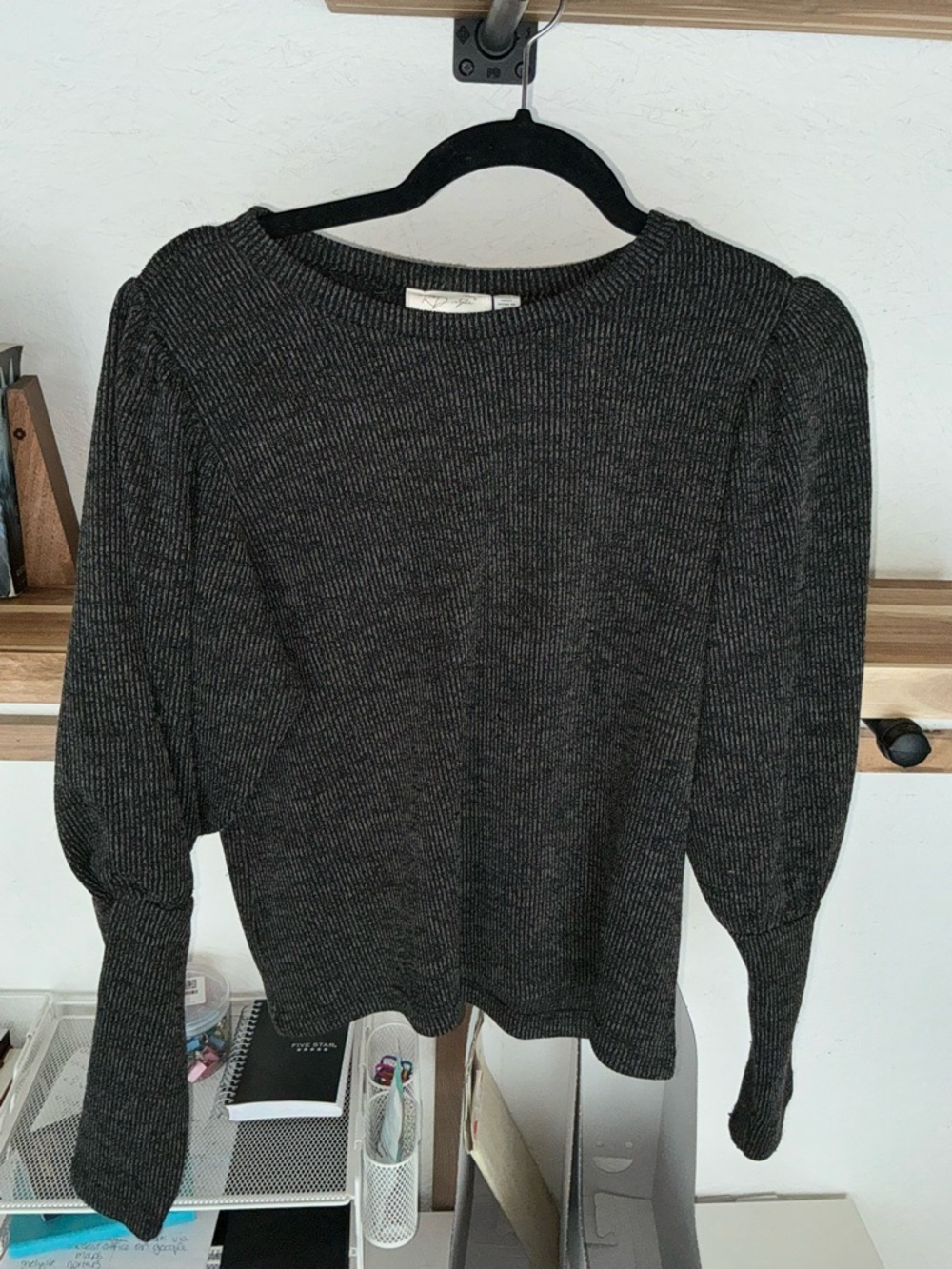 Charcoal Ribbed Knit Sweater